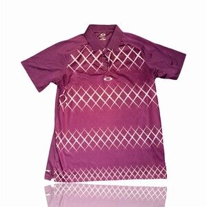 Oakley Golf Polo Shirt Men's Size L Purple Argyle Diamond Grid Print